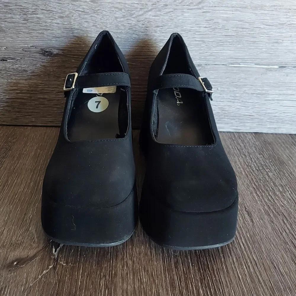 Black Mary Jane Platform Wedges - Women Shoes